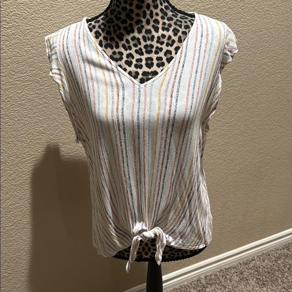 Beacon White Cream Tie Front Blouse